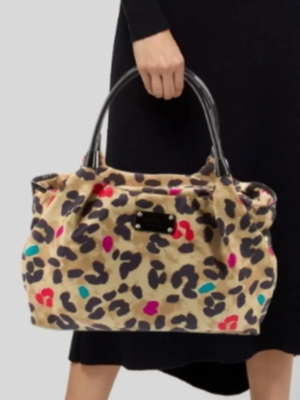Kate Spade Stevie Pop Art Leopard Print Nylon Shoulder Tote Bag